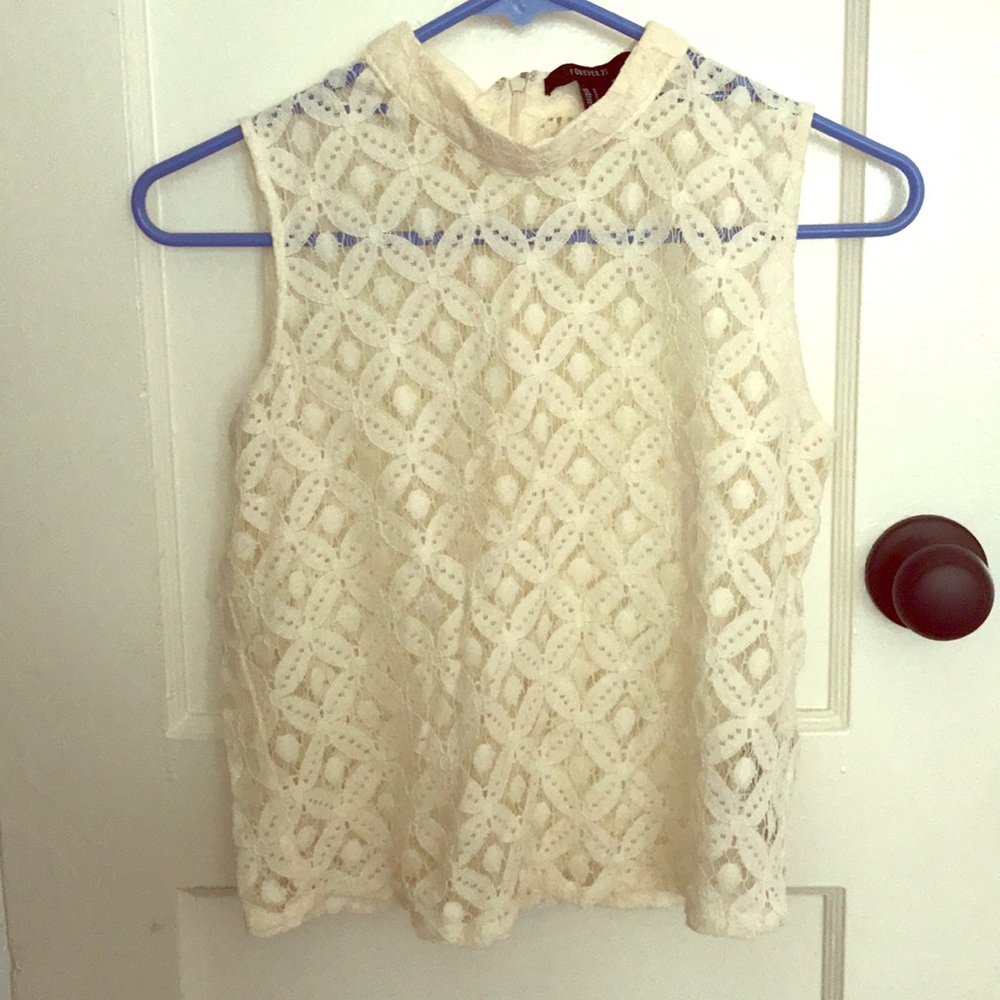 White high neck crop top